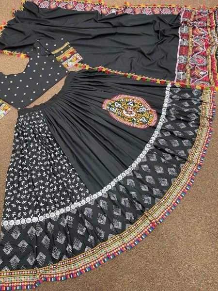 Soft Butter Silk Printed Lehenga Choli Navratri Lehnega Choli