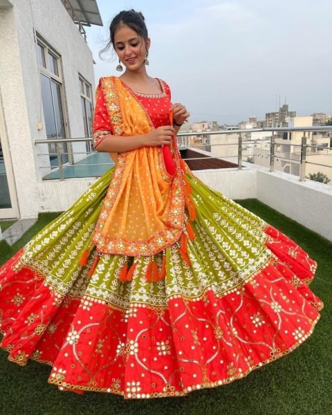 Soft Butter Silk With Fancy Digital Print Navratri Lehenga Choli Navratri Lehnega Choli