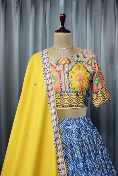 Soft Butter Silk With Fancy Digital Print Navratri Lehenga Choli Navratri Lehnega Choli