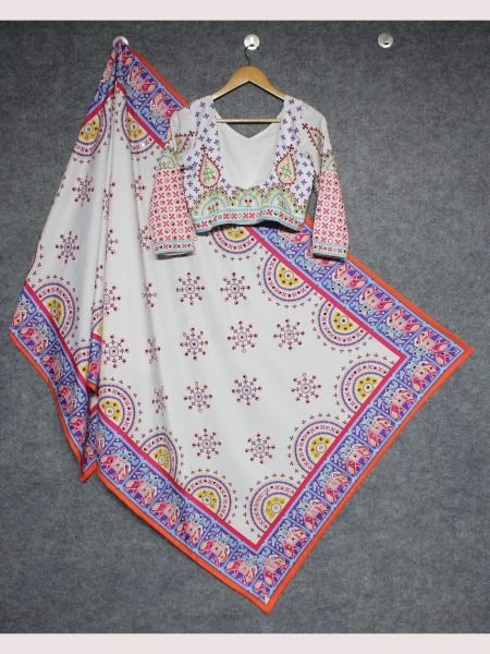 Soft Butter Silk With  Real Mirror Work  Lehenga Choli  Navratri Lehnega Choli
