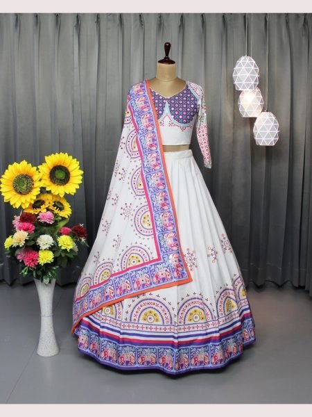 Soft Butter Silk With  Real Mirror Work  Lehenga Choli  Navratri Lehnega Choli