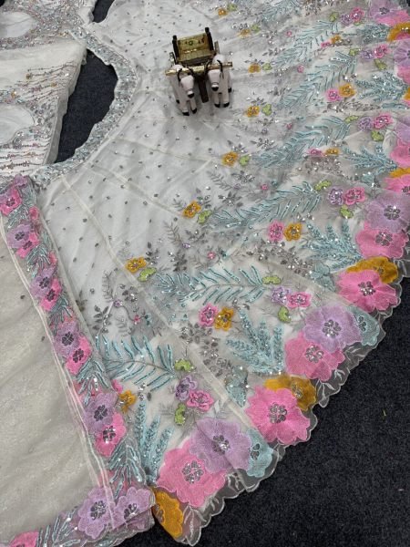Soft Butterfly Multicoloured Net Lehenga Work Embroidery Sequins Work With Cancan Designer Lehenga Choli