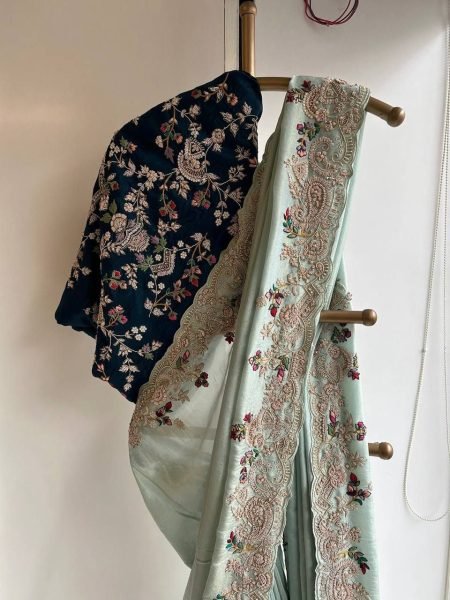 Soft Chinnon Silk Saree Sequence With Cut Work Border  Silk Sarees Wholesale