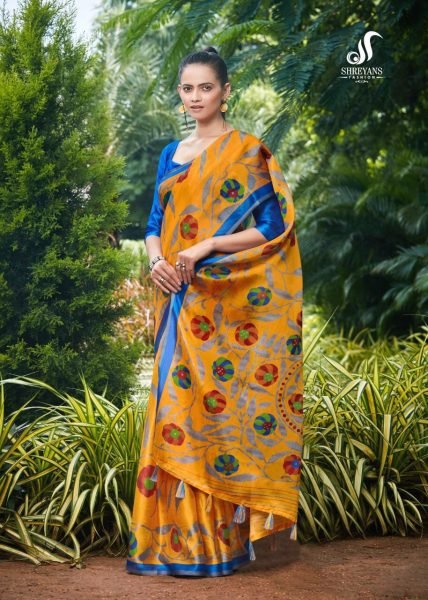  SOFT COTTON FLORAL PRINTED ZARI WEAVING BORDER SAREE Cotton Sarees Wholesale