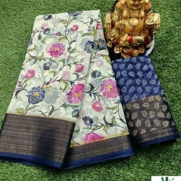 Soft Cotton HD Flower Print Saree  Cotton Sarees Wholesale
