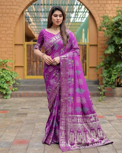 Soft Dola Silk Bandhej Print Saree with Zari Weaving At Best Rates Silk Sarees Wholesale