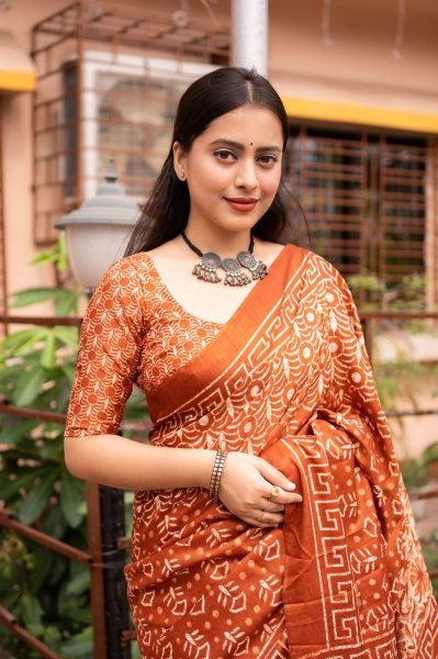soft dolla silk saree with batik style prints Saree Silk Sarees Wholesale