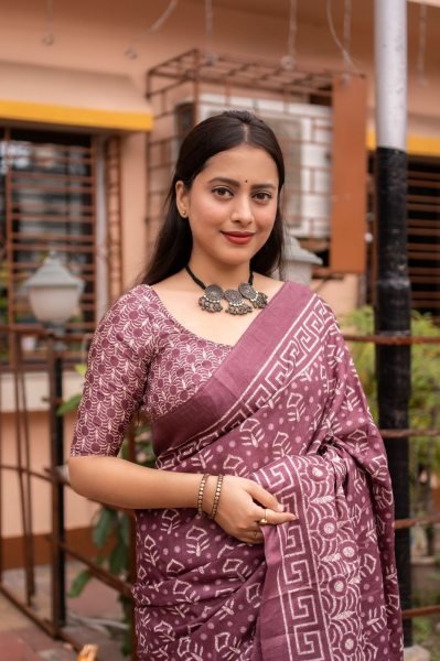 soft dolla silk saree with batik style prints Saree Silk Sarees Wholesale