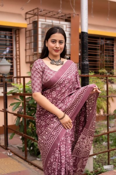 soft dolla silk saree with batik style prints Saree Silk Sarees Wholesale
