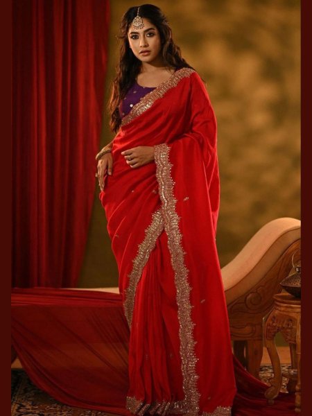 Soft Georgette Saree With Golden Tunic Sequence Work  Georgette Sarees Wholesale