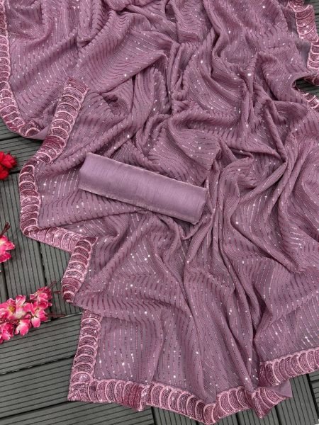 Soft Georgette Saree With Sequence Embroidery Work  Georgette Sarees Wholesale