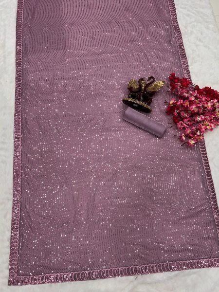 Soft Georgette Saree With Sequence Embroidery Work  Georgette Sarees Wholesale
