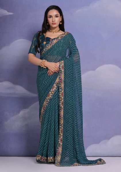 Soft Georgette sarees with bhandhej print Georgette Sarees Wholesale