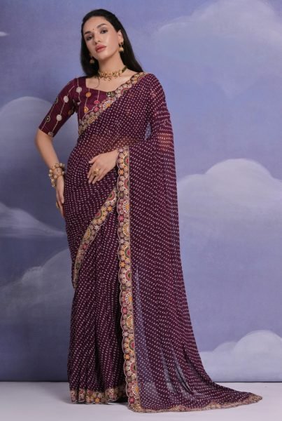 Soft Georgette sarees with bhandhej print Georgette Sarees Wholesale