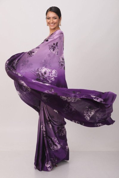 Soft Japan Satin Silk Digital Print Saree with Matching Blouse Latest Designer Collection at Wholesale Rate in India Silk Sarees Wholesale