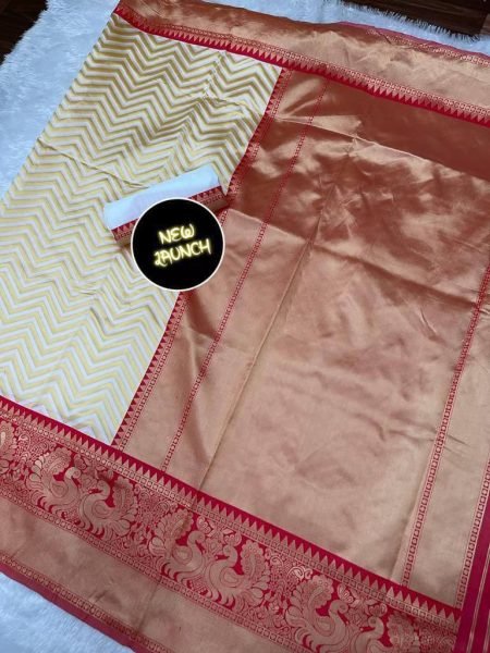 Soft Lichi Silk Saree with Rich Weaving Perfect for Festivals and Export Onam Collection