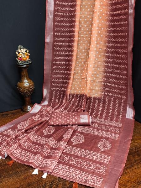 Soft Linen Cotton Silk Saree with Digital Batik Print   Woven Silver Border Cotton Sarees Wholesale