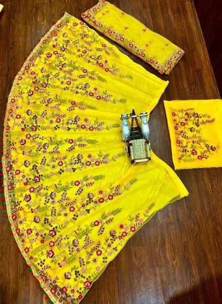 Soft Mono Net Lehenga Choli With Heavy Embroidery Work Designer Lehenga Choli