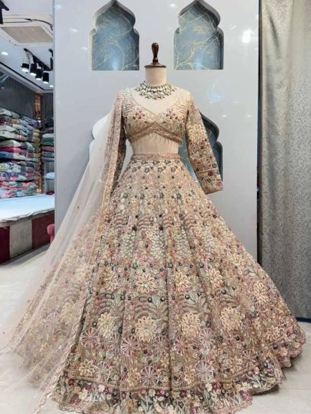 Sunrise Soft Net Bridal Lehenga with 4m Flare Sequins Wedding Collection for Resellers