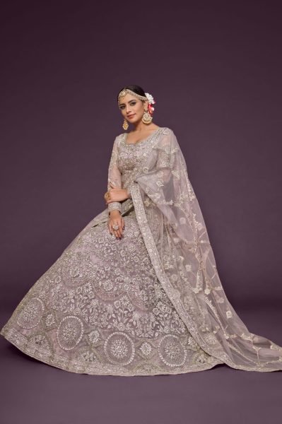 Soft Net Embroidery Lehenga Choli In Lavender Colour Bridal Lehenga Choli