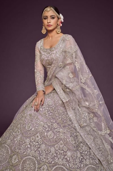 Soft Net Embroidery Lehenga Choli In Lavender Colour Bridal Lehenga Choli