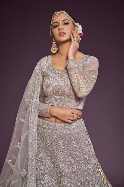 Soft Net Embroidery Lehenga Choli In Lavender Colour Bridal Lehenga Choli