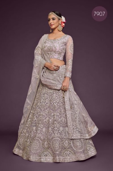 Soft Net Embroidery Lehenga Choli In Lavender Colour Bridal Lehenga Choli
