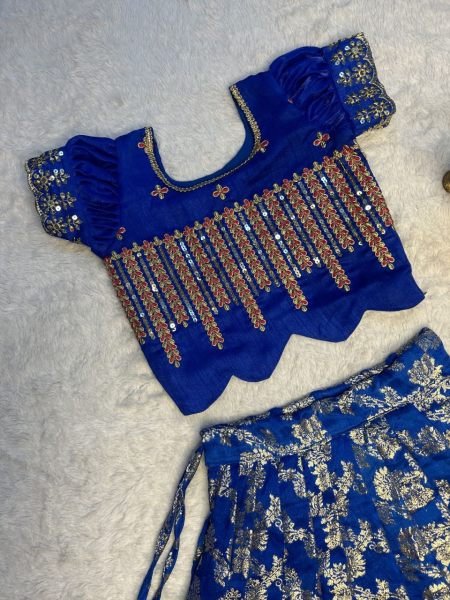 Soft Nylon Zari Weaving Silk Kids Lehenga Choli  Girls Wear