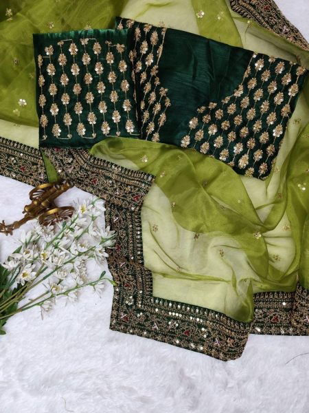 Soft  Orgenza Silk Saree With Multi Thread Work  Organza Sarees Wholesale