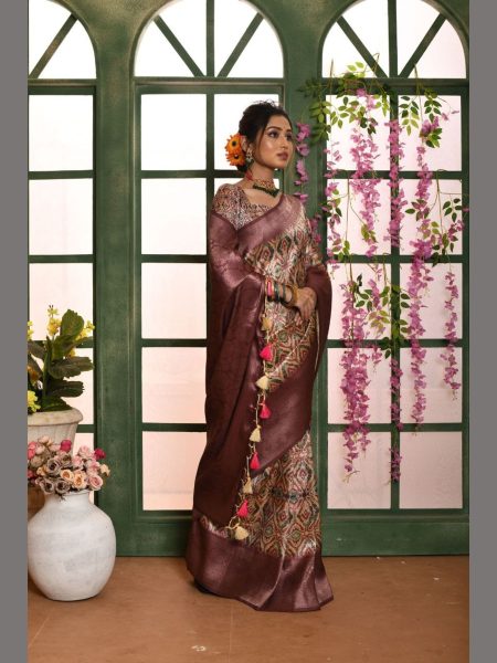 Soft Silk Saree with all over zari Work Patola Silk Sarees Wholesale