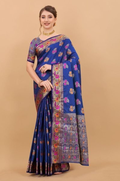 Soft Silk Saree With Meenakari Weaving Silk Sarees Wholesale
