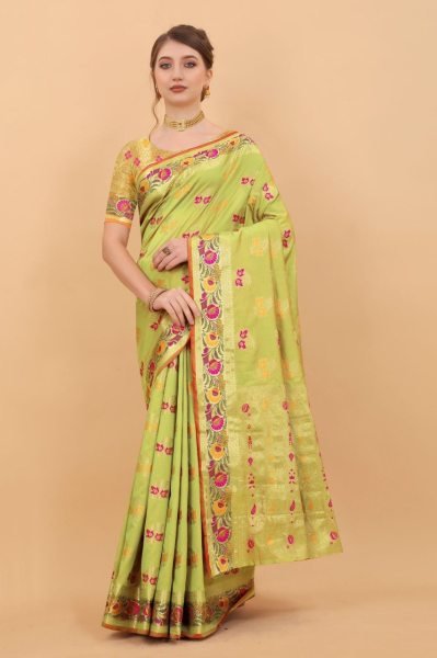 Soft Silk Saree With Meenakari Weaving Silk Sarees Wholesale