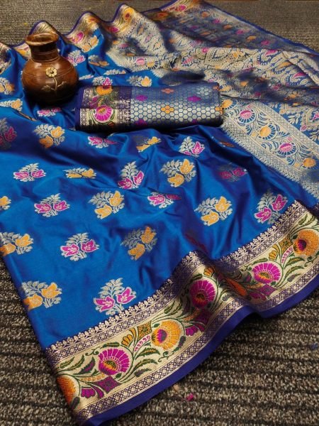 Soft Silk Saree With Meenakari Weaving Silk Sarees Wholesale