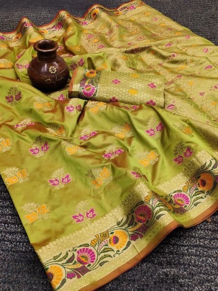 Soft Silk Saree With Meenakari Weaving Silk Sarees Wholesale