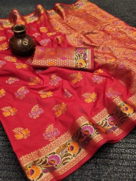Soft Silk Saree With Meenakari Weaving Silk Sarees Wholesale