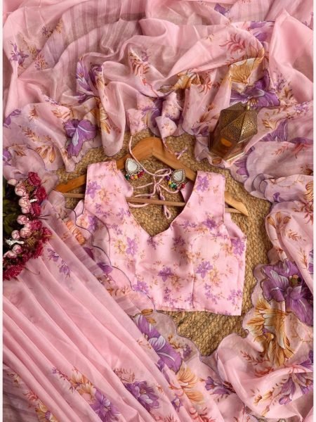Soft Taby Organza Saree With Handwork  Organza Sarees Wholesale