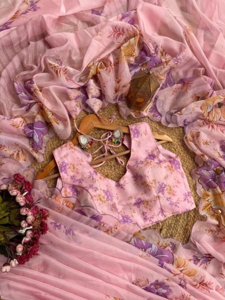 Soft Taby Organza Saree With Handwork  Organza Sarees Wholesale
