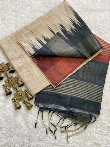 Soft Tussar Silk Saree with Attractive Border and Tassel Finish at Wholesale Rates 