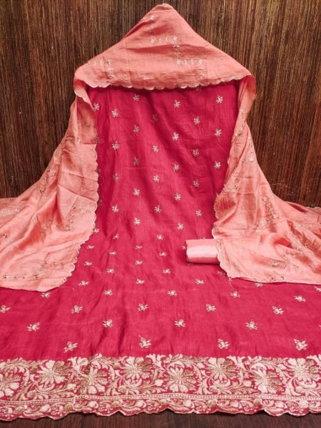 Soft Vichitra Silk Dress Material  Color Set Matching Dress Material Wholesale