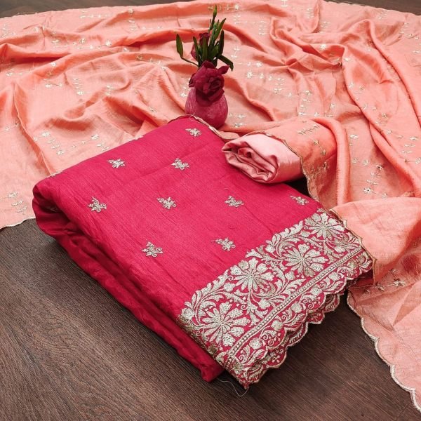 Soft Vichitra Silk Dress Material  Color Set Matching Dress Material Wholesale