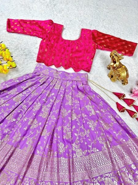  Soft Viscose Silk Kids Girls Lehenga Choli  Girls Wear