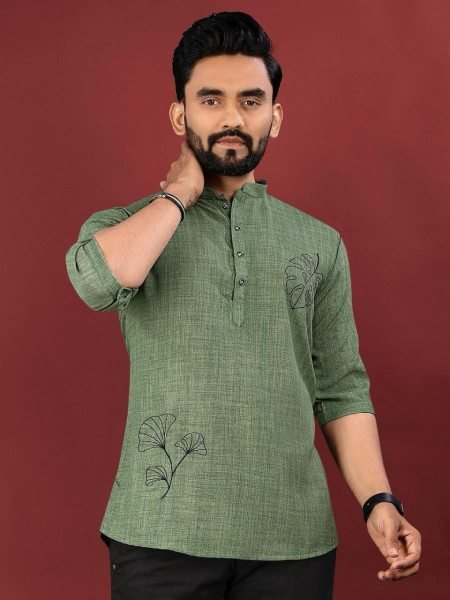 Softness in Every Thread Mens Cotton Short Kurta with Subtle Elegance Mens Short Kurta