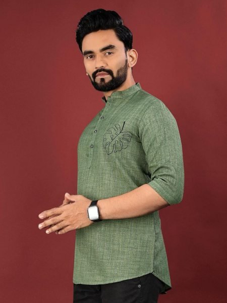 Softness in Every Thread Mens Cotton Short Kurta with Subtle Elegance Mens Short Kurta