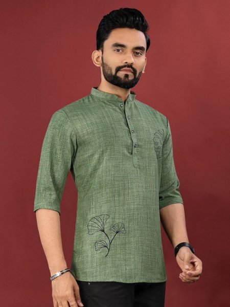 Softness in Every Thread Mens Cotton Short Kurta with Subtle Elegance Mens Short Kurta