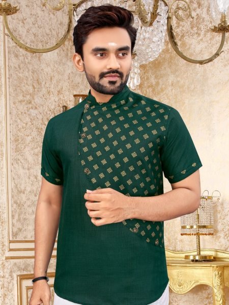 South Indian Style Slub Cotton Short Kurta Collection  Mens Short Kurta