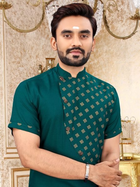 South Indian Style Slub Cotton Short Kurta Collection  Mens Short Kurta