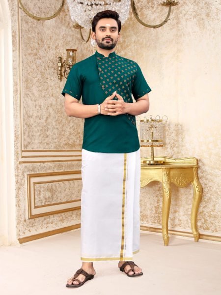South Indian Style Slub Cotton Short Kurta Collection  Mens Short Kurta