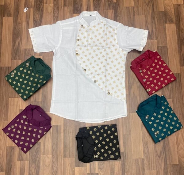 South Indian Style Slub Cotton Short Kurta Collection  Mens Short Kurta