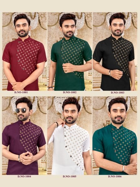 South Indian Style Slub Cotton Short Kurta Collection  Mens Short Kurta