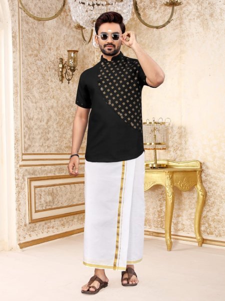 South Indian Style Slub Cotton Short Kurta Collection  Mens Short Kurta
